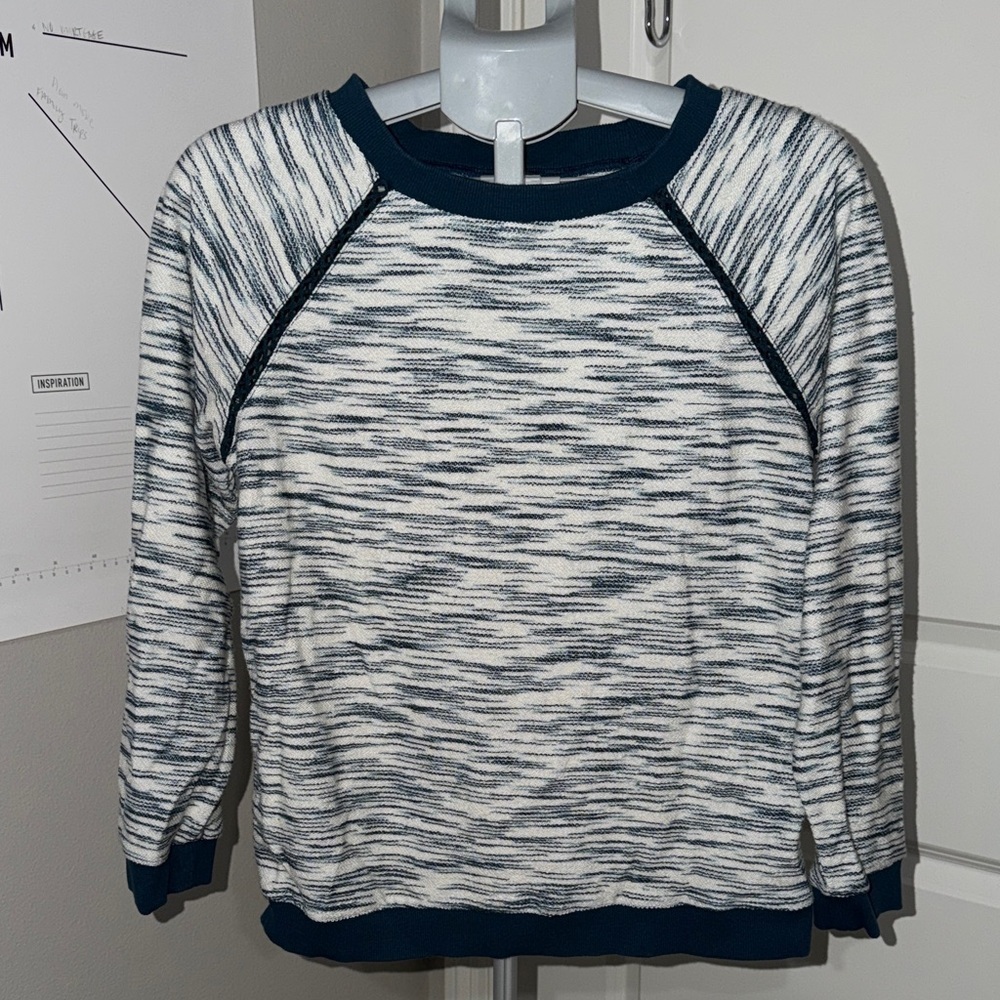 Modcloth Women's Teal Blue and White Textured Sweatshirt
